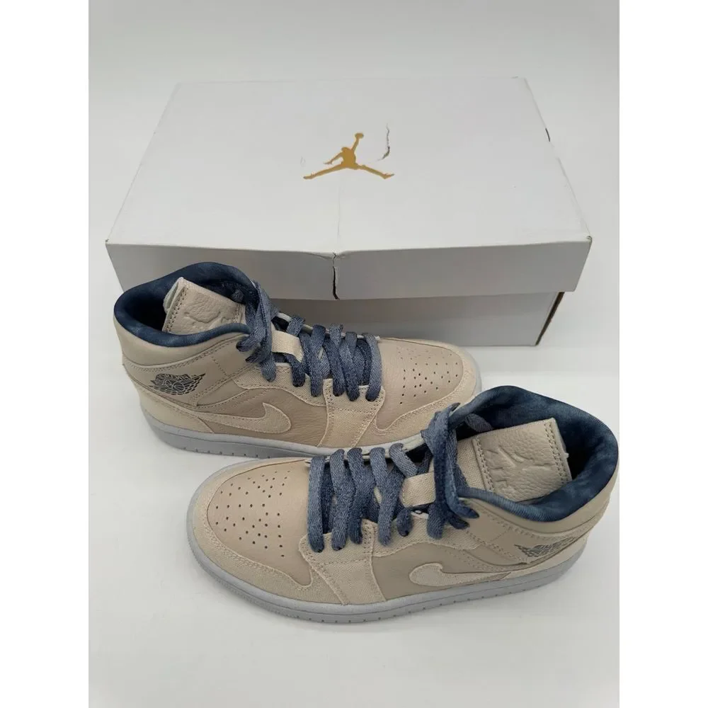 Nike Air Jordan1 Mid SE Sandrift Sail Navy Women's‎ 5 New In Box